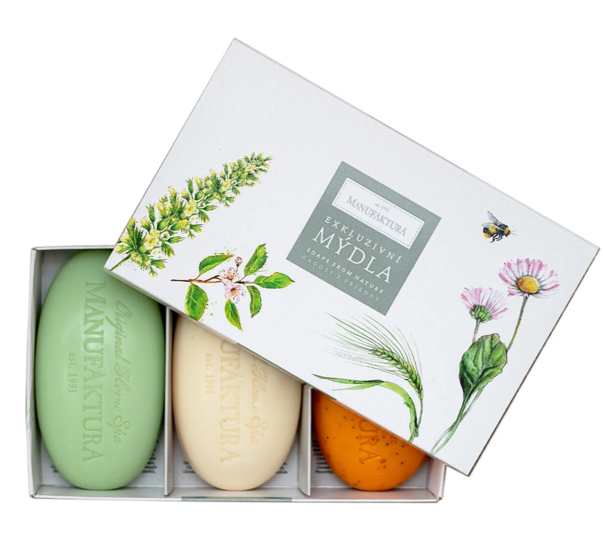 Dárková sada Manufaktrura trio: kouzlo přírodních mýdel