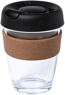Cestovn� sklen�n� hrnek Corgla, pr�hledn�, �ern�