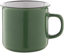 Retro hrnek Woodstock, tmav� zelen�, b�l�