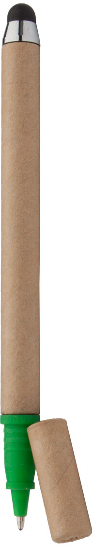 Dotykov� kuli�kov� pero z recyklovan�ho pap�ru EcoTouch, zelen�, p��rodn�
