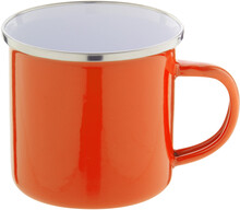 Smaltovan� hrnek Enavint, oran�ov�, b�l�