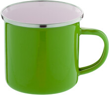 Smaltovan� hrnek Enavint, zelen�, b�l�
