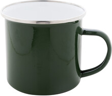 Smaltovan� hrnek Enavint, tmav� zelen�, b�l�