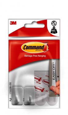 Samolepc hky 3M COMMAND, stedn, bl, 2 ks