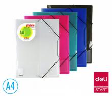 Desky - mapa 253 DELI A4, s gumikou, s pihrdkou na vizitku, mix barev