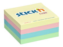 Samolepic� blo�ek kostka Stick'n�by�Hopax, 76�x�76 mm, pastel mix, 400�l�stk�