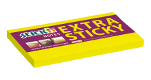 Samolepic� blo�ek Stick'n by Hopax EXTRA STICKY, 76 x 127 mm, neon �lut�, 90 l�stk�