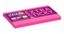 Samolepic� blo�ek Stick'n by Hopax EXTRA STICKY, 76 x 127 mm, neon r��ov�, 90 l�stk�