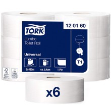 Toaletn� pap�r Jumbo Universal Tork 120160, 1 vrstva, 2400 �tr�k�, b�l�, syst�m T1