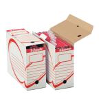 Krabice archiva�n� Esselte  A4, 11,7 x 28,5 x 33,7 cm, na z�v�sn� desky, b�l�-�erven�