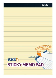 Samolepic� blok Stick'n pastelov� �lut� linkovan�, 254 x 178 mm