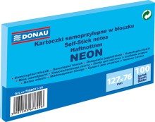 Samolep�c� blo�ek DONAU, 127 x 76 mm, neonov� modr�, 100 l�stk�