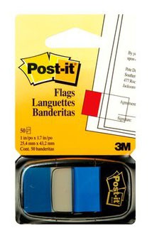 Samolep�c� z�lo�ky 3M Post it 680-2, 25,4 x 43,2 mm, modr�, 50 l�stk�