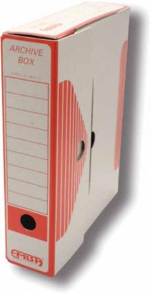 Krabice archiva�n� EMBA  A4, 7,5 x 33 x 26 cm, p��rodn� hn�d�, �erven�