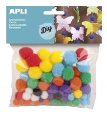 POM POM barevn mix, 78 ks, mix O 10, 15, 18, 22