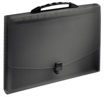 Desky - aktovka na dokumenty Esselte VIVIDA A4, s dr�adlem, 12 kapes, �ern�