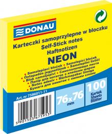 BLO�EK SAMOLEP�C� DONAU 76 x 76 mm, 100 list�, neonov� �lut�
